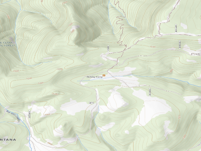USGS topographic map of Holiday Camp Rd 821-3