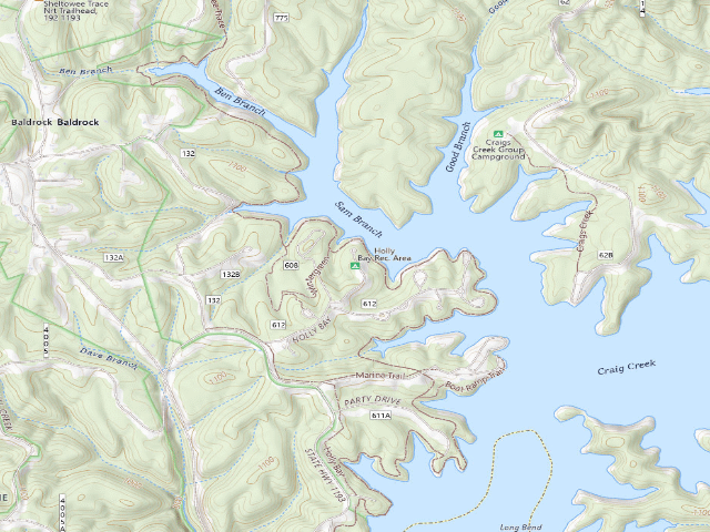 USGS topographic map of Holly Bay Rec. Area