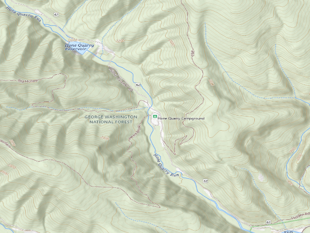 USGS topographic map of Hone Quarry Campground