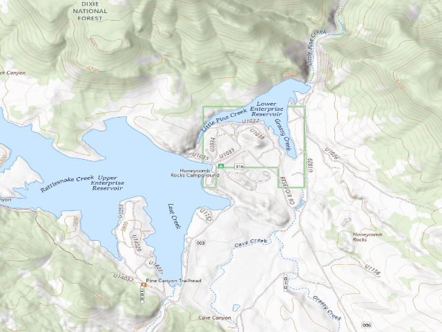 USGS topographic map of Honeycomb Rocks Campground