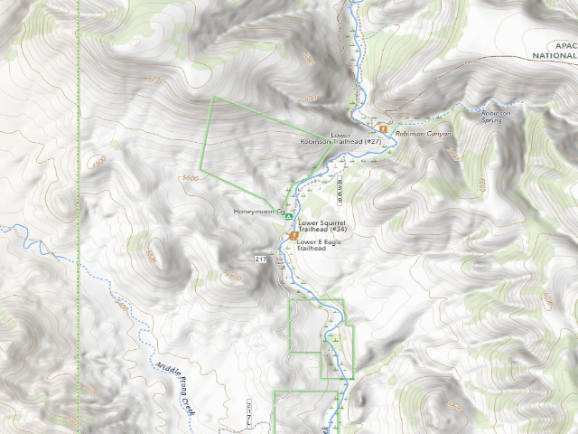 USGS topographic map of Honeymoon Campground