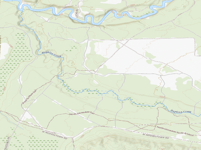USGS topographic map of Hopkins Creek Equestrian State Forest Campground and Trail Camp