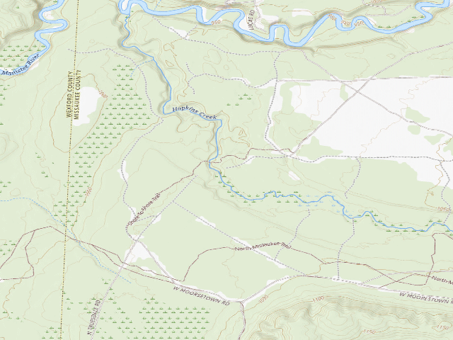 USGS topographic map of Hopkins Creek State Forest Campground