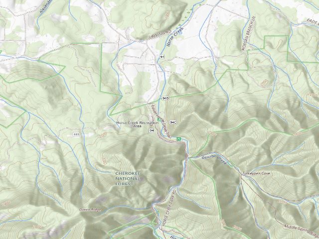 USGS topographic map of Horse Creek Recreation Area