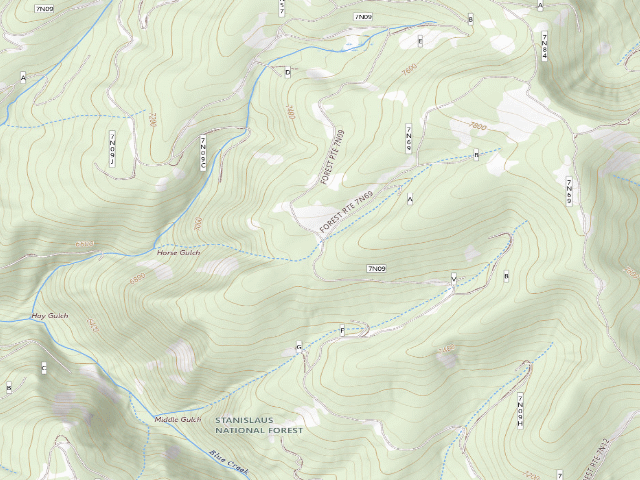 USGS topographic map of Horse Gulch Campground
