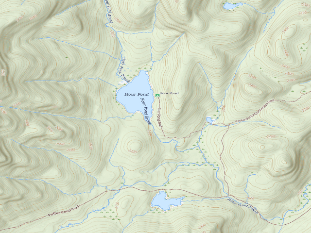 USGS topographic map of Hour Pond Campsite (Siamese Ponds Wilderness)