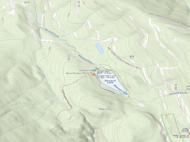 USGS topographic map of Howard Lake Campground