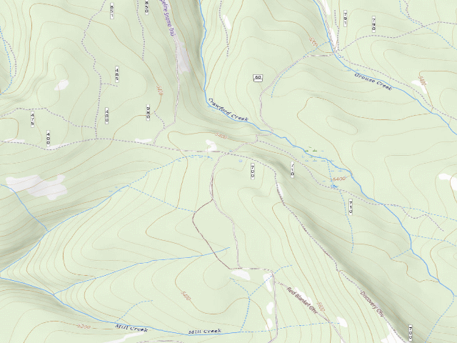 USGS topographic map of Huckleberry City Campground