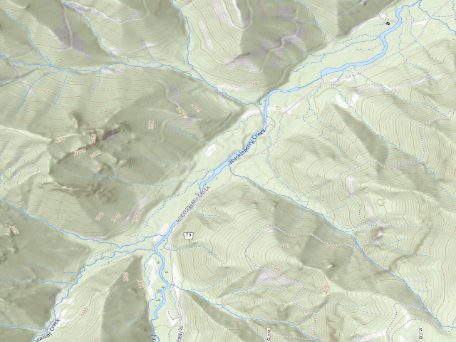 USGS topographic map of Huckleberry Creek Dispersed Camping