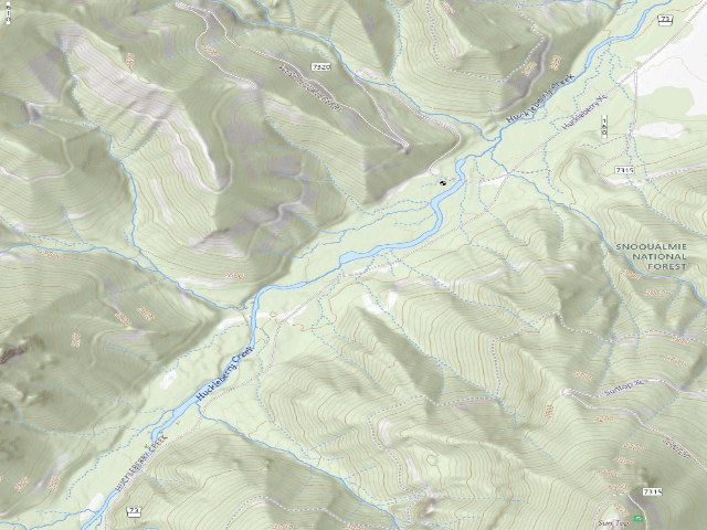 USGS topographic map of Huckleberry Creek Dispersed Camping