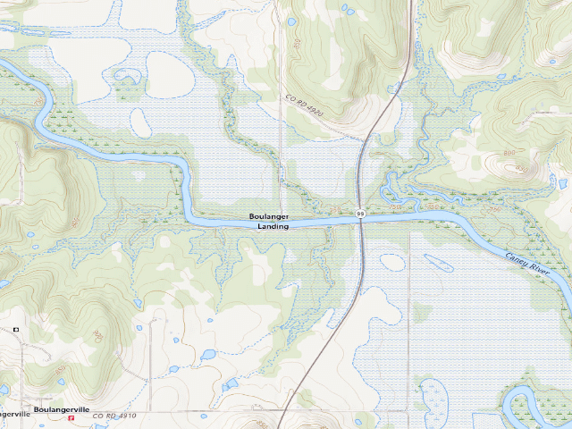 USGS topographic map of Hulah WMA primitive camp #1