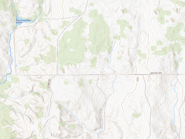USGS topographic map of Hulbert (Packsaddle WMA)