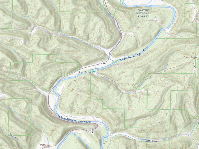 USGS topographic map of Hune Bridge Campground