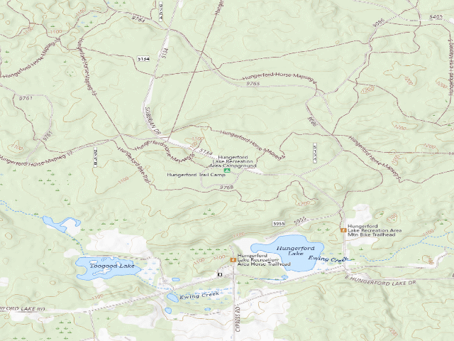 USGS topographic map of Hungerford Trail Camp