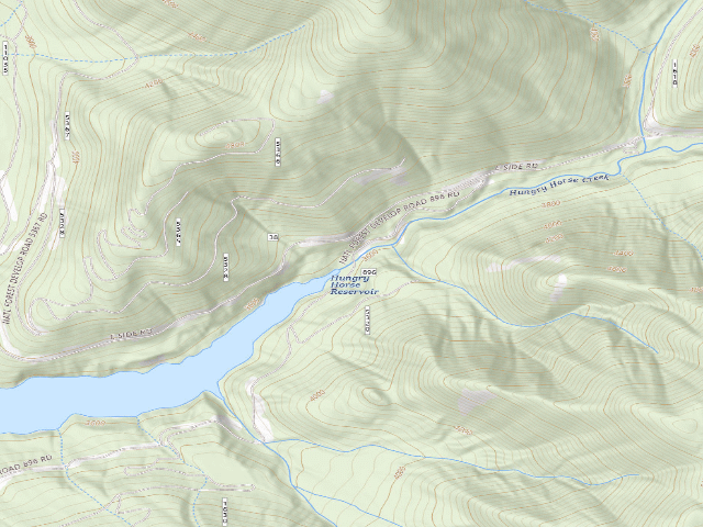 USGS topographic map of Hungry Horse Bay Camp