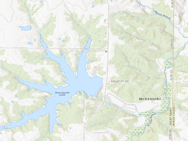 USGS topographic map of Hunnewell Lake Conservation Area