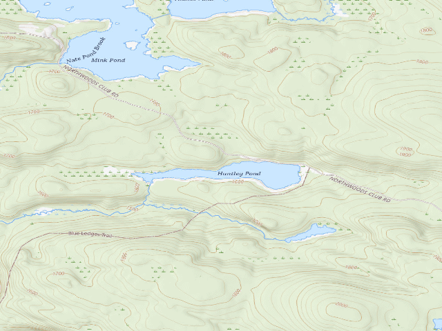 USGS topographic map of Huntley Pond Campsite #3 (Vanderwhacker Mountain Wild Forest)