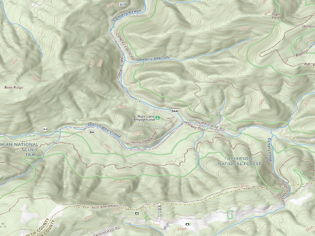 USGS topographic map of Hurricane Campground