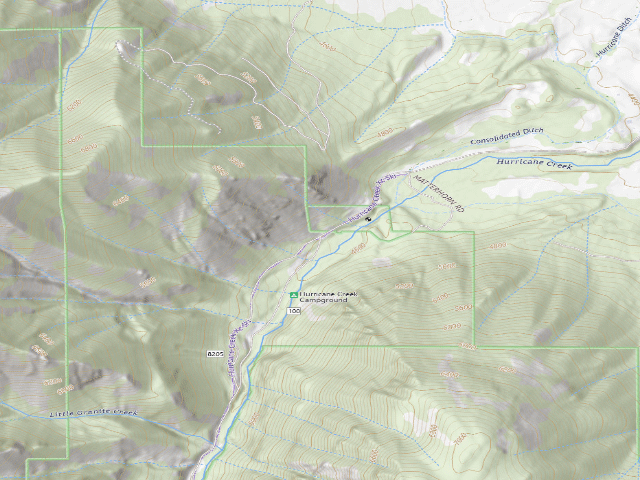 USGS topographic map of Hurricane Creek Campground