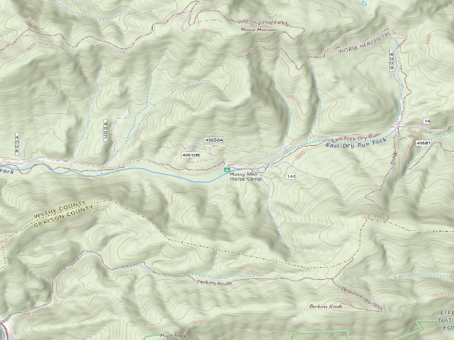 USGS topographic map of Hussy Mountain Horse Camp