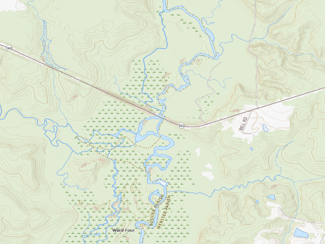 USGS topographic map of Hwy 160 Primitive Camping