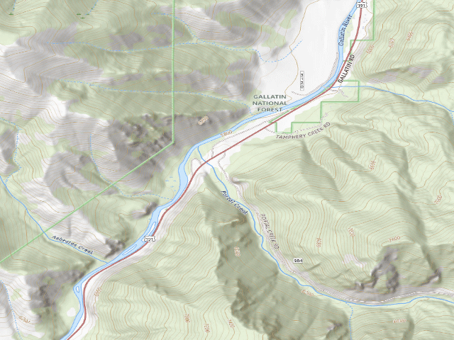 USGS topographic map of Hwy191-48 Portal Ck Trlhd
