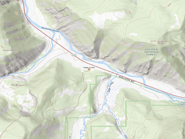 USGS topographic map of Hwy191-64 Sage Ck Trlhd