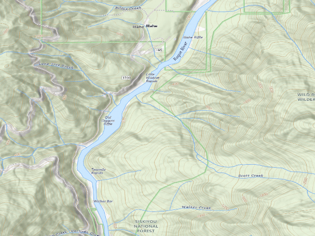 USGS topographic map of Illahe Campground