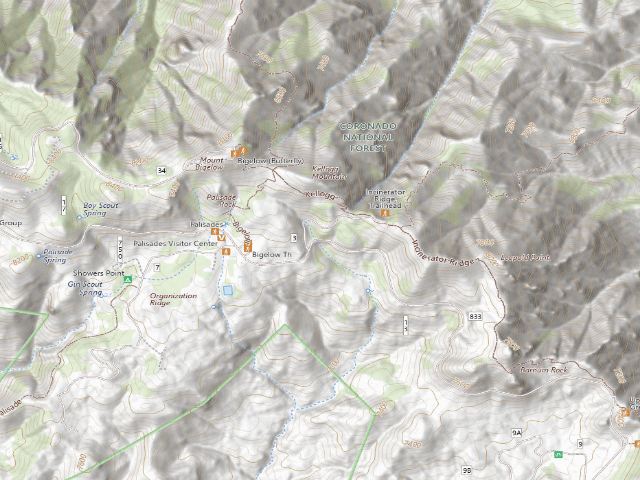 USGS topographic map of Incinerator Ridge Dispersed Camping