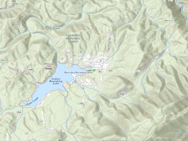 USGS topographic map of Indian Boundary Recreation Area