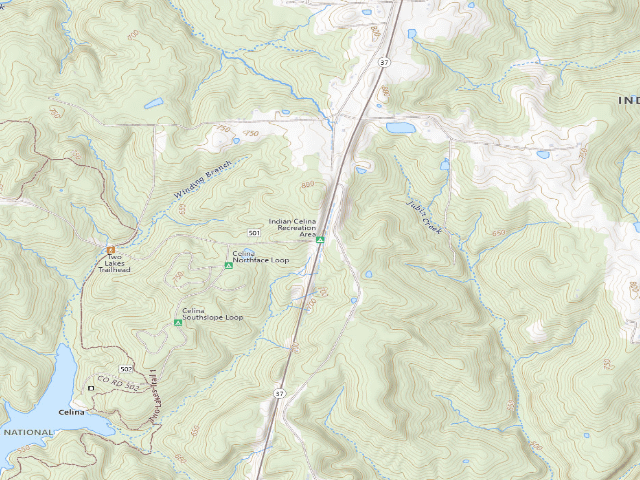 USGS topographic map of Indian Celina Recreation Area