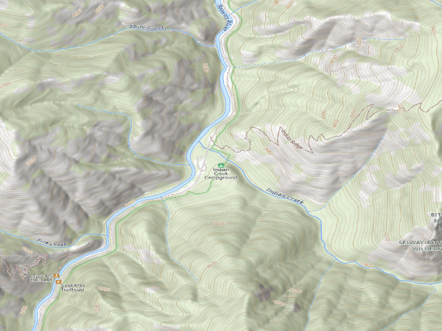 USGS topographic map of Indian Creek Campground