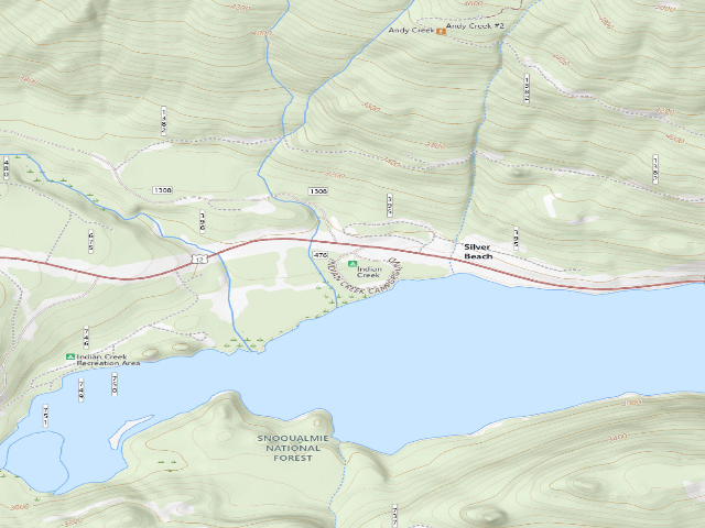 USGS topographic map of Indian Creek Campground (Near Silver Beach)