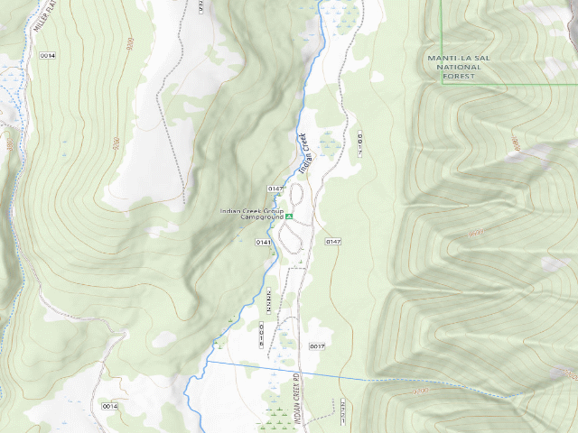 USGS topographic map of Indian Creek Group Campground
