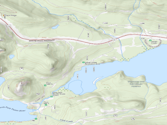 USGS topographic map of Indian Creek Recreation Area (Near Headwaters)