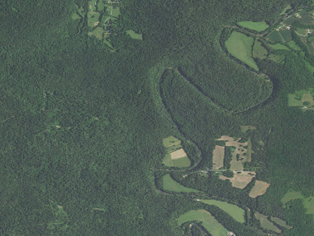 Aerial image of Indian Creek Shelter - Adventure Trail (Harrison-Crawford State Forest)