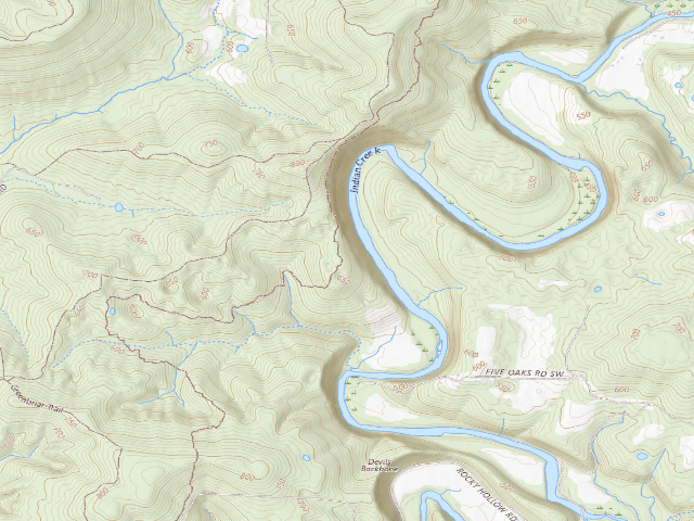 USGS topographic map of Indian Creek Shelter - Adventure Trail (Harrison-Crawford State Forest)