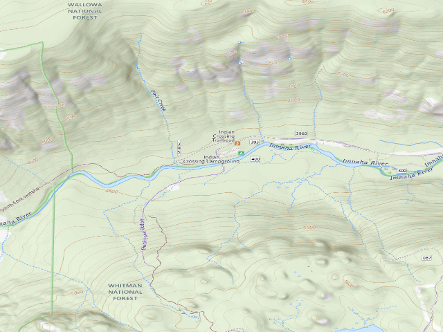 USGS topographic map of Indian Crossing Campground