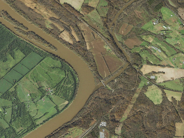 Aerial image of Indian Flats hiker-biker campsite (C&O Canal towpath mile 42.5)