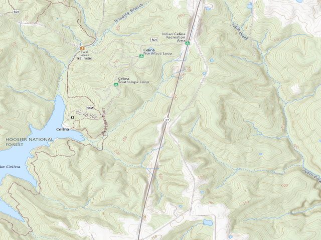 USGS topographic map of Indian Lake Roadside Dispersed Campsite 2 (Hoosier NF)