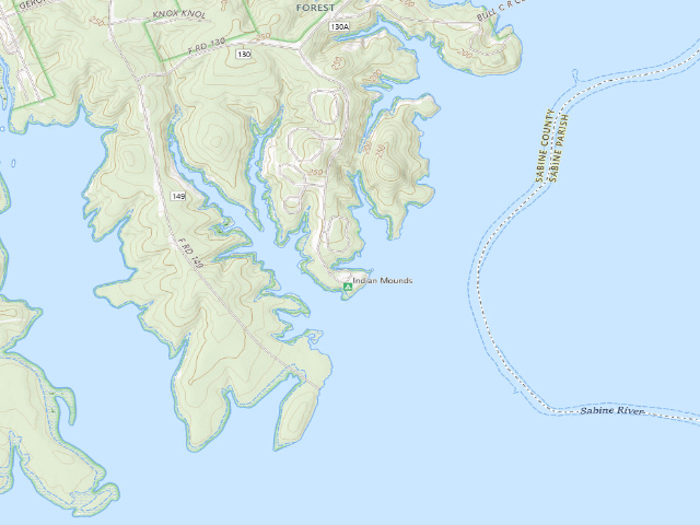 USGS topographic map of Indian Mounds Recreation Area