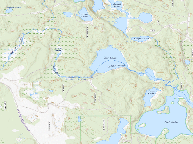 USGS topographic map of Indian River Bar Lake Camping Area