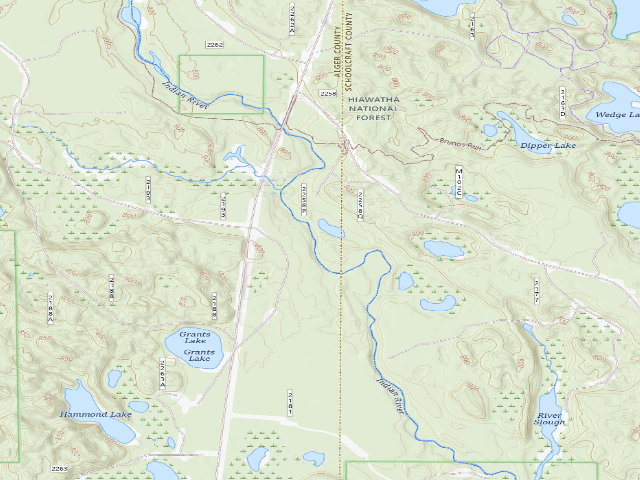 USGS topographic map of Indian River Four Pond Camping Area