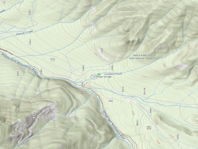 USGS topographic map of Indigo Springs