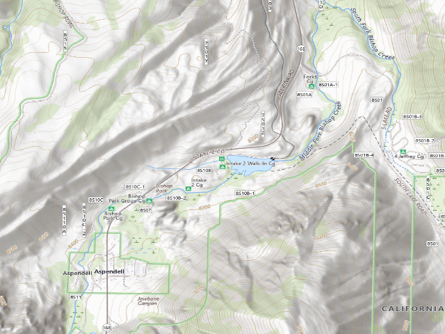 USGS topographic map of Intake 2 Walk-In Cg