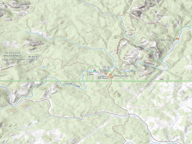 USGS topographic map of Iron Creek Horse Camp