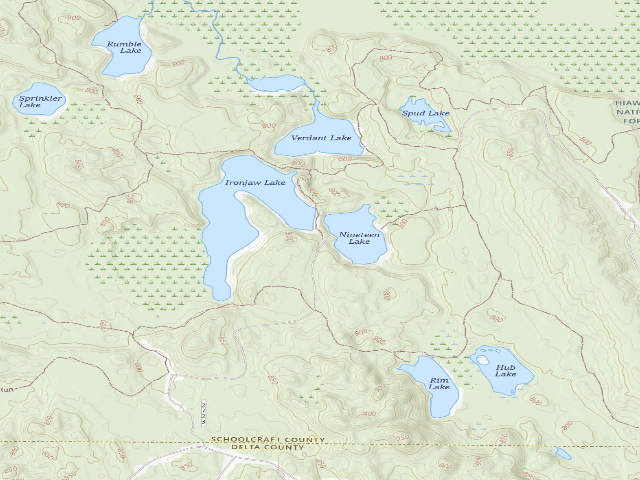 USGS topographic map of Ironjaw Lake Camping Area