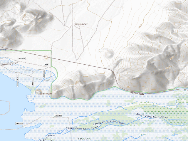 USGS topographic map of Isabella lake dispersed camping