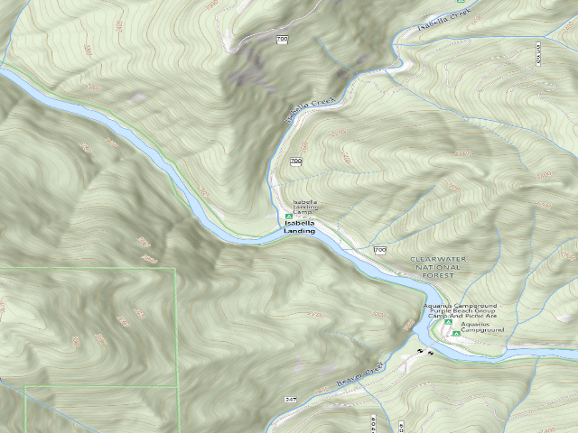 USGS topographic map of Isabella Landing Camp