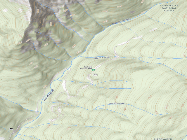 USGS topographic map of Isabella Point Camp